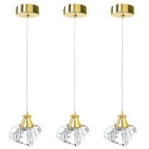 3 Pendente De Cristal Para Quarto Metal Dourado G9 Bet13