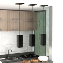 3 Pendente Industrial Preto Quadrado Moderno Luminária ELG 3 Pendente Industrial Preto Quadrado Moderno Luminária ELG