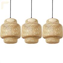 3 Pendente Palha Natural Artesanal Rustico Restaurante Nat20