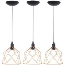 3 Pendentes Aramado Cálice Luminária Lustre Teto Retrô Vintage Industrial Balcão Agp Ilumini 3 Pendentes Aramado Cálice Luminária Lustre Teto Retrô Vintage Industrial Balcão Agp Ilumini
