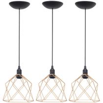 3 Pendentes Aramado Cálice Luminária Lustre Teto Retrô Vintage Industrial Balcão Cobre Rose Gold 3 Pendentes Aramado Cálice Luminária Lustre Teto Retrô Vintage Industrial Balcão Cobre Rose Gold