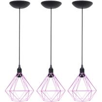 3 Pendentes Aramado Diamante Luminária Lustre P Teto Retrô Vintage Industrial Balcão Agp Ilumini