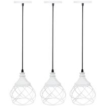 3 Pendentes Aramado Esfera Balonê Branco Lustre Luminária Teto Regulável Sala Cozinha Industrial Agp