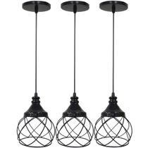 3 Pendentes Aramado Esfera Balonê Lustre Luminária Teto Regulável Sala Cozinha Industrial Agp