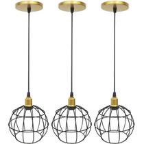 3 Pendentes Aramado Globo Luminária Lustre Luxo Teto Retrô Vintage Balcão Agp Ilumini Industrial 3 Pendentes Aramado Globo Luminária Lustre Luxo Teto Retrô Vintage Balcão Agp Ilumini Industrial