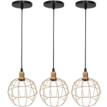 3 Pendentes Aramado Globo Luminária Lustre Luxo Teto Retrô Vintage Cobre Rose Gold Industrial 3 Pendentes Aramado Globo Luminária Lustre Luxo Teto Retrô Vintage Cobre Rose Gold Industrial