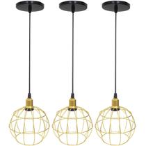 3 Pendentes Aramado Globo Luminária Lustre Luxo Teto Retrô Vintage Dourado Agp Ilumini Industrial 3 Pendentes Aramado Globo Luminária Lustre Luxo Teto Retrô Vintage Dourado Agp Ilumini Industrial