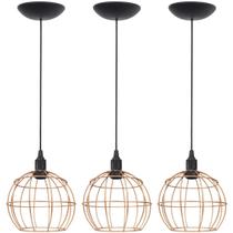 3 Pendentes Aramado Globo Luminária Lustre Teto Retrô Vintage Industrial Balcão Agp Ilumini 3 Pendentes Aramado Globo Luminária Lustre Teto Retrô Vintage Industrial Balcão Agp Ilumini