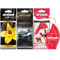 3 Perfumes Pra Carro Areon Vanilla Black, S.L.Gold e Maça