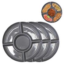 3 Petisqueiras em Melamina Prato 5 Divisões 23cm Porções 3 Petisqueiras em Melamina Prato 5 Divisões 23cm Porções