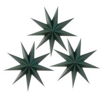 3 Piezas Adornos Colgantes Kiddale Estrellas de Papel 3D Verdes de 30 cm
