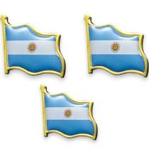 3 Pin Broche Bandeira Argentina Metal Diplomata Celeste Azul