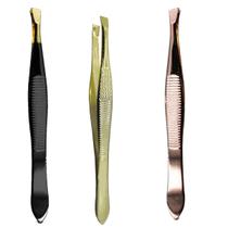 3 Pinças Depila Sobrancelha Ponta Reta Diagonal Design Micro