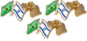 3 Pins Botton broche bandeiras de Brasil e Israel - 2cm