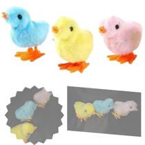 3 Pintinho amarelinho de plástico pelúcia a corda