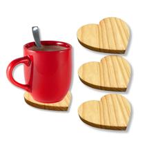 3 Pires Madeira Pinus Coração 15Cm Mesa Posta Xícara E Copo