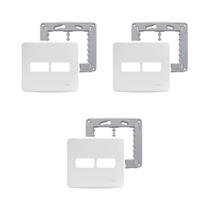3 Placa Espelho 4x4 2 Mod Branca Miluz S3B77420 Com Suporte