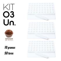 3 Placa Porcionadora de Doces Brigadeiro 10g 50 Furos Oferta