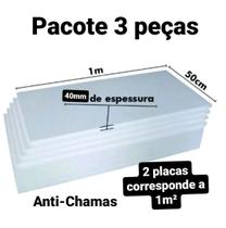 3 placas de isopor eps antichamas 40mm, tamanho 100 x 50cm