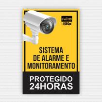 3 Placas De Segurança -alarme E Monitoramento 24 Horas 20x3 - CAPAS DE LUXO