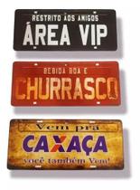 3 Placas Decorativas Carro Frase Área Vip Bebida Churrasco