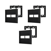 3 Placas Espelhos 4x4 2 Módulos Pretas Legrand Pial Plus+ 618511PT+