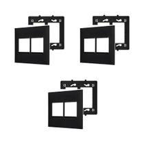 3 Placas Espelhos 4x4 4 Módulos Pretas Juntas Legrand Pial Plus+ 618512PT+