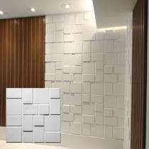 3 Placas Revestimento 3D 50x 50cm Parede Kit Teto Geométrico Casa Sala Interno e Externo Alto Relevo Textura Realista Cozinha