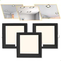 3 Plafon Painel Embutir Teto De Led 24w Quadrado Preto 3 Plafon Painel Embutir Teto De Led 24w Quadrado Preto