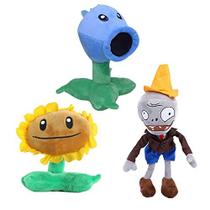 3 plantas pcs vs conehead pelúcia zumbis plantas conjuntos de ervilha de brinquedo, 1 2 recheado macio conehead zombie doll, girassol pvz boneca figura de pelúcia novo