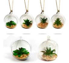 3 Plantas Suculenta Artificial Vaso Acrílico P/ Pendurar 11cm 3 Plantas Suculenta Artificial Vaso Acrílico P/ Pendurar 11cm