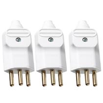 3 Plug Plugue Macho 3 Pinos 20a 180 Graus Branco Margirius