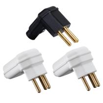 3 Plug Plugue Macho 3 Pinos 90 Graus Preto Branco Margirius
