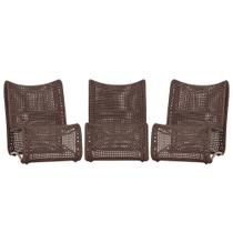 3 Poltronas Texas em Alumínio Pintura Fendi Corda Náutica Trama Original