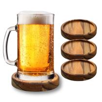 3 Porta Copos Madeira Teca 10cm Apoio De Mesa P/ Drinks Taças