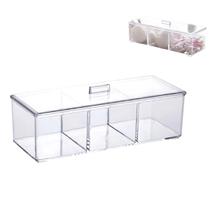 3 Porta Cotonete Organizador Acrílico P/ Cotonete Com Tampa