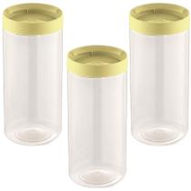 3 Porta Mantimento Conecta Tampa Rosqueável 1200Ml Amarelo