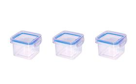 3 Porta Mantimentos Quadrado Trava Mais Cristal 380 ml Azul