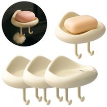 3 Porta Saboneteira Com Drenagem e Ganchos P/ Banheiro