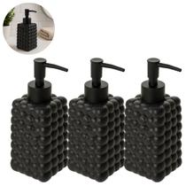 3 Porta Sabonetes Liquido Bubble 300ml Preto de Cerâmica