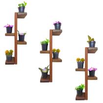 3 Porta Vasos Parede Floreira Jardim Madeira Maciça Vela