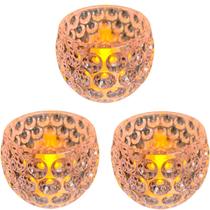 3 Porta Vela LED Pequeno Decorativo Para Mesa Posta e Festas