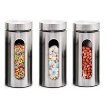 3 Pote de Vidro Inox redondo c/ visor Mantimento 1300 Litros