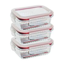 3 Pote Hemertico Vidro Frezzer Micro-ondas Organizador 640ml