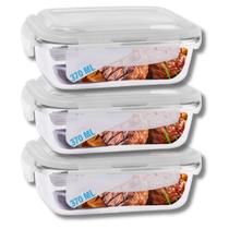 3 Pote Hermetico 370ML Retangular Pequeno Papinha Geladeira