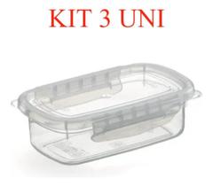 3 Pote Plástico Microondas Freezer Travas Raso Grande 1,1l 3 Pote Plástico Microondas Freezer Travas Raso Grande 1,1l