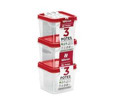 3 Pote Quadrado Modular 250ml Empilhável Porta Mantimentos