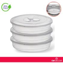3 Pote Recipiente C/ Tampa Redondo 4 Litros Torteira Transparente 3 Pote Recipiente C/ Tampa Redondo 4 Litros Torteira Transparente