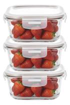 3 Pote Vidro Borossilicato 520ml Hermético Microondas Forno 3 Pote Vidro Borossilicato 520ml Hermético Microondas Forno