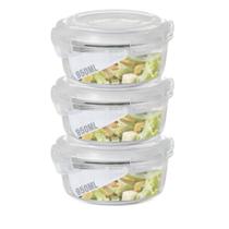 3 Potes 950ml Vidro Redondo Alimento Marmita Hermético